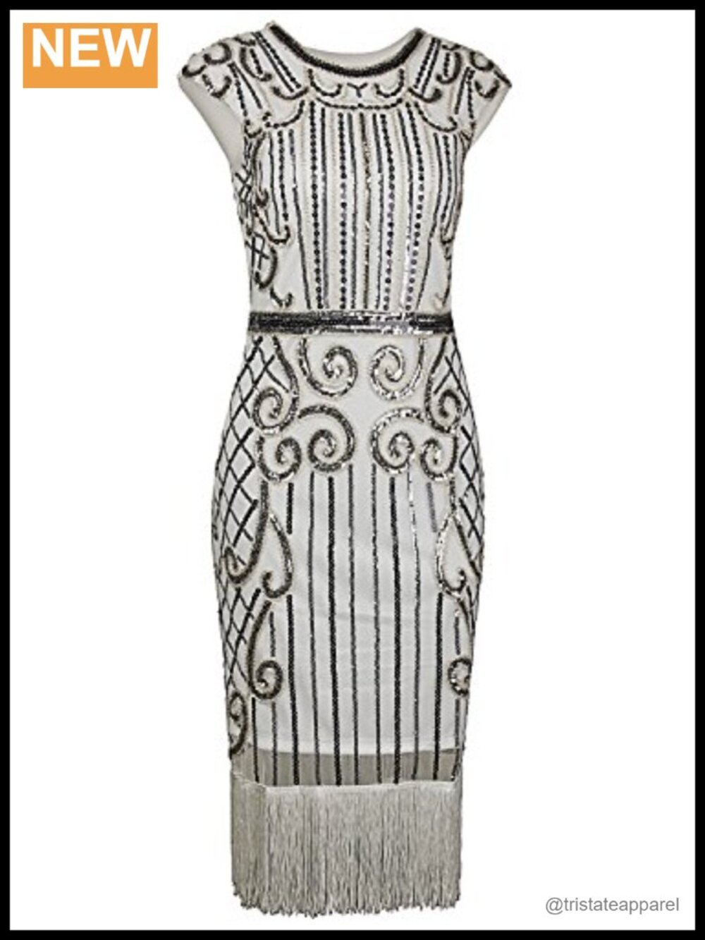 1920s Vintage Sequin Fringe Flapper Gatsby Cocktail Dress